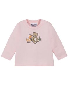 Moschino Pink Cotton Deer &Teddy Bear Long sleeved Top WS25