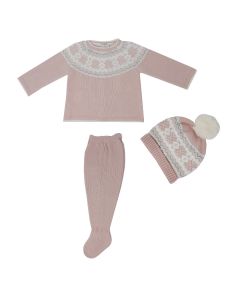 Martin Aranda Baby Pink Bobble Hat, Top And Trouser Set