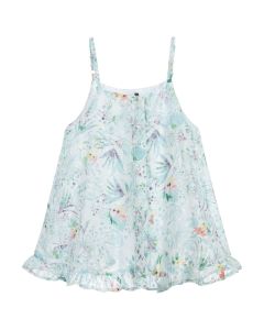 3Pommes Girls Turquoise Green Chiffon Print Blouse