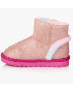 Agatha Ruiz De La Prada Girls Glittery Pink Suede Boots WS25