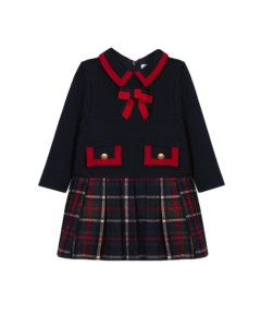 Patachou Girls Navy & Red Tartan Pleated Dress WS25