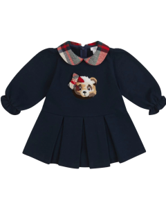 Deolinda Girls Navy Tartan Bear Dress WS25