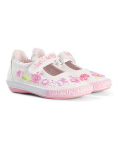 Lelli Kelly LK5076 Silver Glitter Butterfly Adjustable Dolly Shoes