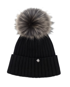Jamiks Girls Black Wool Pom-Pom Hat WS25