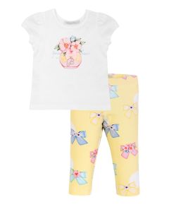Balloon Chic Floral White & Yellow Legging Set