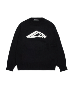 Dsquared2 Icon Black Knitted Pullover With ICON Patch WS24