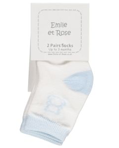 Emilet Rose Alpine Boys Socks Twin Pack, Pale Blue And White WS24