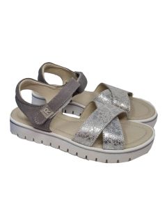 Richter Girls Silver Distressed Pattern Open Toe Gladiator Sandals