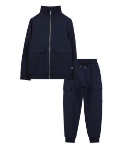 BOSS Boys Navy Blue Jersey Tracksuit WS25