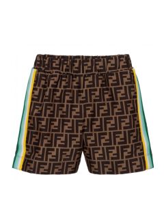 Fendi Brown FF Logo Stripe Shorts