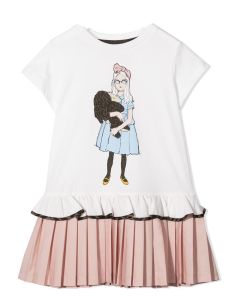 Fendi Girl & Teddy Logo Print Dress