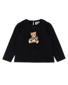 Moschino Baby Girls Black Bear & Bow Long Sleeved Top WS25
