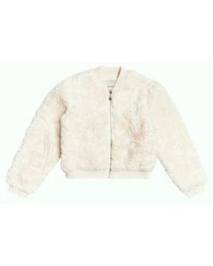 BCBGMAXAZRIA Girls Texture Fur Bomber Jacket In Ivory WS25