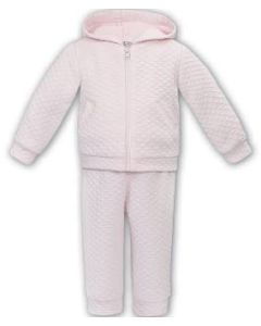 Sarah Louise 'Dani' Girls Pink 2 Piece Waffle Summer Tracksuit