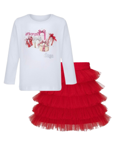 Daga White Presents T-Shirt And Red Tulle Skirt WS25