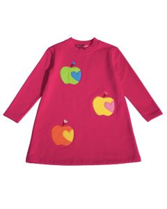 Agatha Ruiz de la Prada Girls Pink Dress with Appliqué Apples WS25