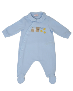 Il Gufo Baby Blue Bear And Yellow Bird Babygrow