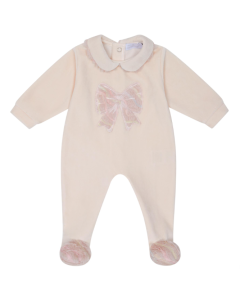 Deolinda Chic Baby Girls Pink Faux Fur Bow Babygrow WS25