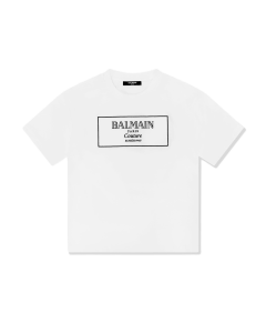 Balmain Kids White Logo Print T-Shirt WS25