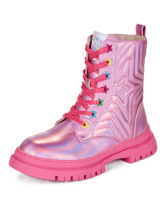 Agatha Ruiz De la Prada Girls Pink Metallic Boots With Star Design WS25