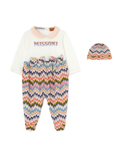 Missoni Girls White & Pink Zigzag Cotton Babysuit Gift Set WS25