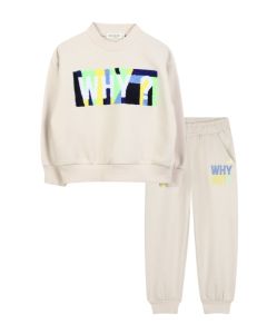 Billieblush Boys Beige 'Why' Motif Cotton Tracksuit WS25