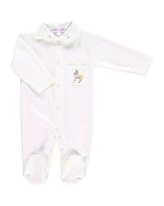 Mini-La-Mode Boys White and Yellow Embroidered Unicorn Babygro