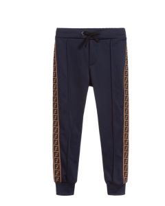 Fendi Navy Blue Logo Joggers