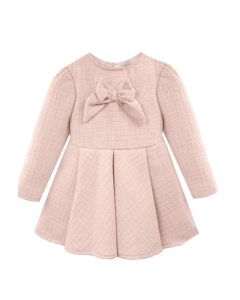 Jamiks Girls Pleated Pink Tweed Bow Dress WS25