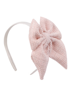 Jamiks Girls Pale Pink Tweed Bow Hairband WS25