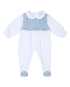 Deolinda Chic Baby Girls Tweed White Babygrow WS25