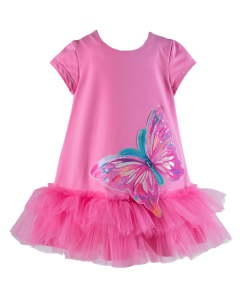 Daga Girls Pink Paradise Butterfly Tulle Hem Dress SS25
