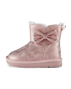 A Dee Girls Metallic Pink Faux Leather Bow Boots WS25