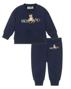 Moschino Navy Blue Cotton Tracksuit with Colourful Logo WS25