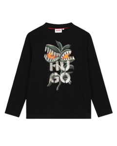 HUGO Boys Logo-Print Cotton T-Shirt AW 24