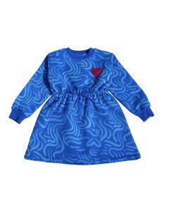 Agatha Ruiz de la Prada Girls Blue Cotton Sequin Heart Sweatshirt Dress WS25