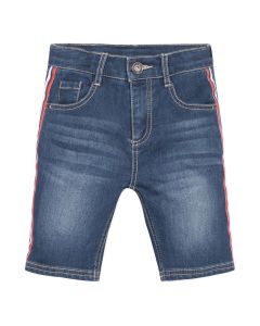 3Pommes Boys Blue Cotton Striped Tape Denim Shorts