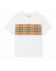 Burberry White Cotton Check T-Shirt