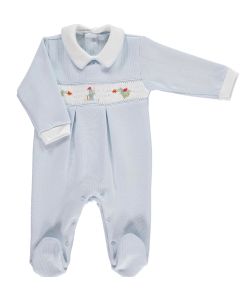 Mini-La-Mode Boys Knight and Dragon Smocked Blue Babygrow