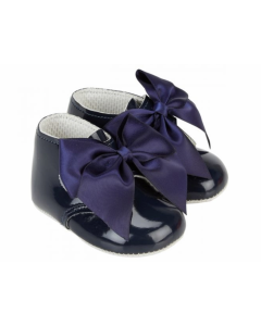 Baby Girl Pre-Walker Navy Blue Patent Bow Boots