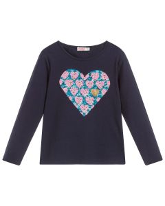 BILLIEBLUSH Girls Blue Heart Cotton Top