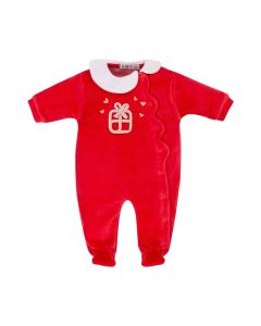 Everything Must Change Girls Red Cotton Velour Babygrow