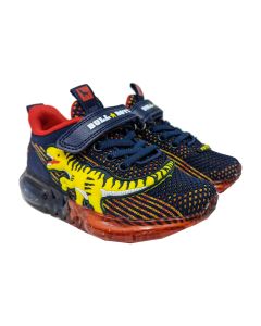 Bull Boys Dinosaur Light Up Blue & Red Trainers