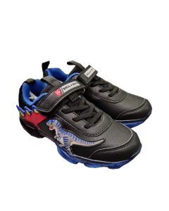 Bull Boys Dinosaur Light Up Black & 'Blue' Trainers