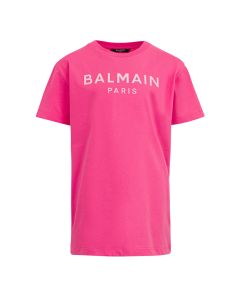 Balmain Girls Bright Pink Cotton T-Shirt Dress