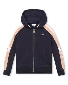 Chloé Girls Blue Organic Cotton Colourblock Zip-Up Top