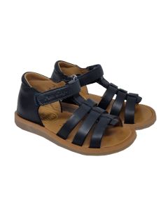 Pom D Api Boys Navy "Poppy Strap" Leather Sandals
