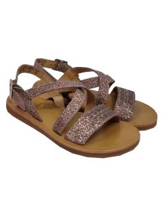Pom D Api Girls Gold And Pink Glitter "Plagette Lagon" Sandals