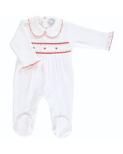 Mini-La-Mode Girls Rose Smocked Italian Weave Babygrow