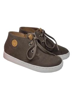 Shoo Pom Boys Taupe "Play Zip Desert" Lace Up Boots With Side Zip